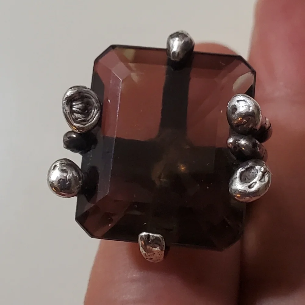 Smokey Topaz and Sterling Silver Gemstone Ring  7.5 - Picture 8 of 8